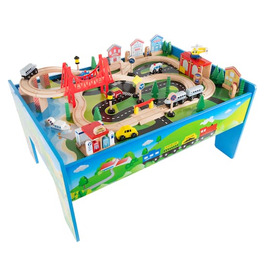 Toy Time Wooden Train Set Table